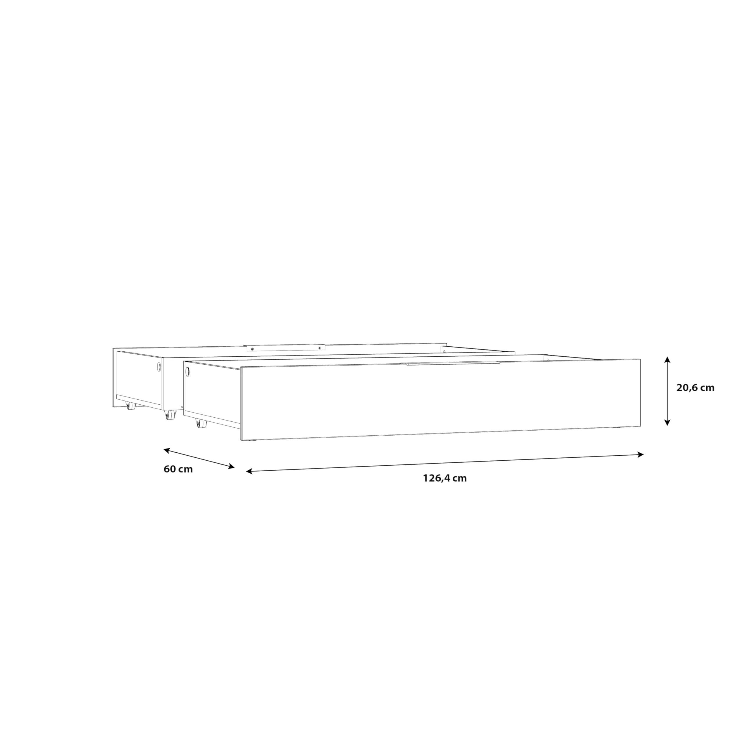 Forte JABIM 2 Kommode 120 130, Kommode mit 2 Schubladen, Modernes Sideboard, Wohnzimmerkommode, Schlafzimmerkommode, Holzwerkstoff, Schwarz/Grau, 126,4 cm breit x 20,6 cm hoch x 60 cm tief