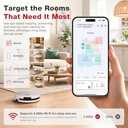 Image of Yeedi by ECOVACS M16 Infinity Care Roller Mop Robot Vacuum, Blast 30000Pa