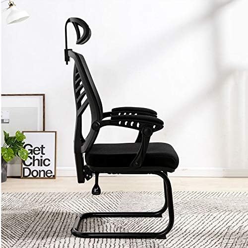 Silla de oficina, silla de oficina ergonómica de malla con respaldo alto y reposabrazos acolchado y reposacabezas (E)