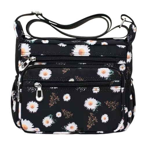 Sac à bandoulière imperméable grand sac à main femme nylon noir B391