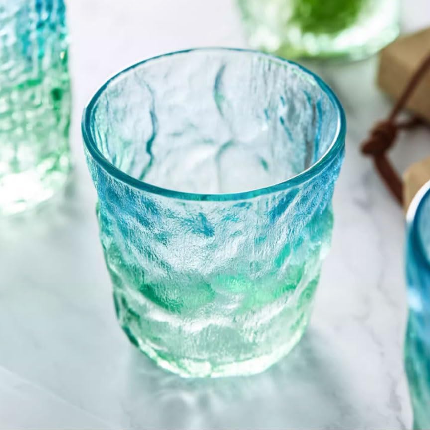 Vasos de vidrio antideslizantes con patrón de glaciar para evitar caídas en la cocina 5