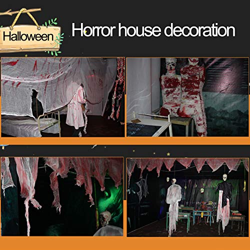 5Pcs Scary Halloween Decor Creepy Cloth Decorations 31" X100"(Total 31"X501")Spooky Cloth Tapestry For Halloween Party Decor Outdoor Party Supplies For Haunted House, Patio, Garden, Indoor Wall Window #TOP3