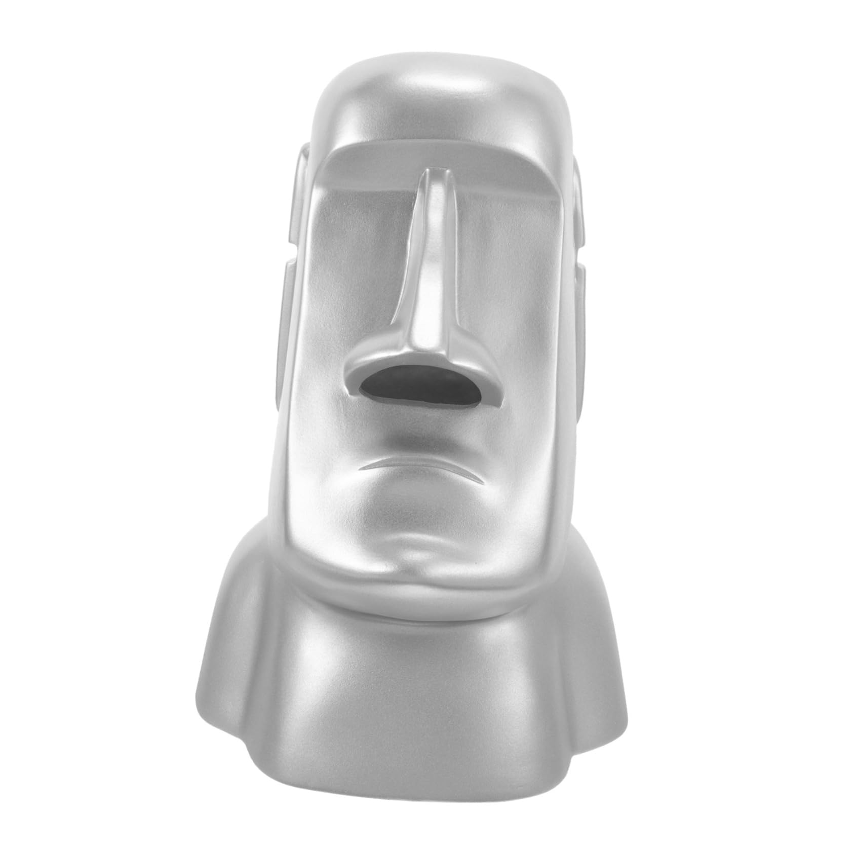Cabilock Statua Moai Supporto Cuffie da Scrivania in Resina Argento | Decorazione Creativa per Casa e Ufficio, Regge Occhiali e Piccoli Oggetti, Idea Regalo Natale