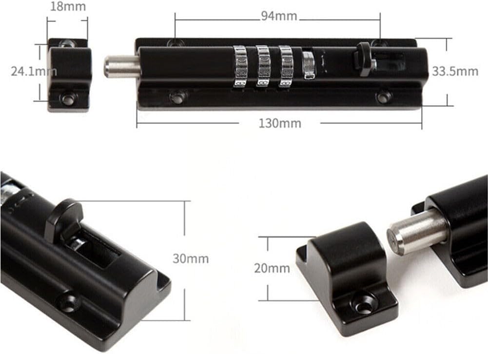 Cabinet Lock,Secure,Furniture lockSliding Combination Code Door for, Garages and Cabinets Horizontal Bolt Design