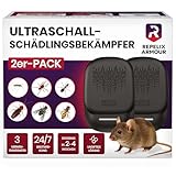 REPELIX ARMOUR Ultraschall-Schädlingsbekämpfer für Innenräume – 2 Pack – Deckt 140m² pro Gerät ab – 3 Modi – Vertreibt Mäuse, Ratten, Spinnen, Mücken, Ameisen, Insekten & Fliegen, PR-025 (Schwarz)