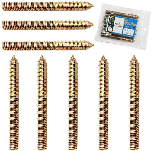 Image of 8 Pack 3 /8-16 x 3-1 /2 Inch Hanger Bolts 3 /8-16 inch Double Headed Bolts 3 /8 Wood Dowel Screw Self-Tapping Screw Hanger Bolts for Furniture Screws Threaded Rods Bolt 88.9mm Length