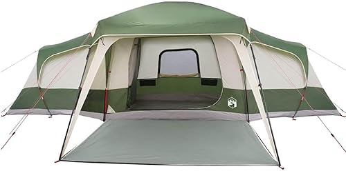 Miniatura 5 de YAFF Tienda familiar con cúpula de porche para 9 personas, verde, impermeable, artículos deportivos, recreación al aire libre, camping y senderismo,