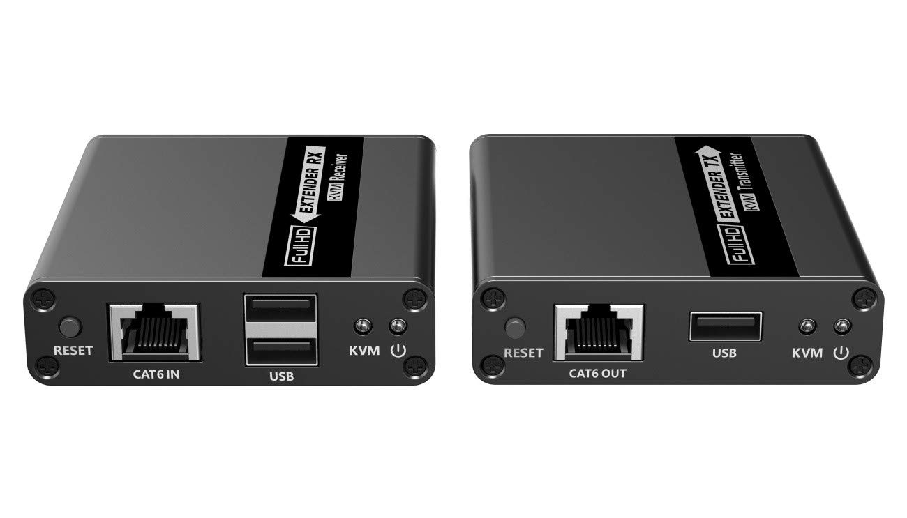 PremiumCord Extension KVM HDMI jusqu'à 70 m avec Transmission USB Via câble Patch Cat6/Cat6A/Cat7, boîtier en métal, Compatible avec Full HD 1080p 60 Hz