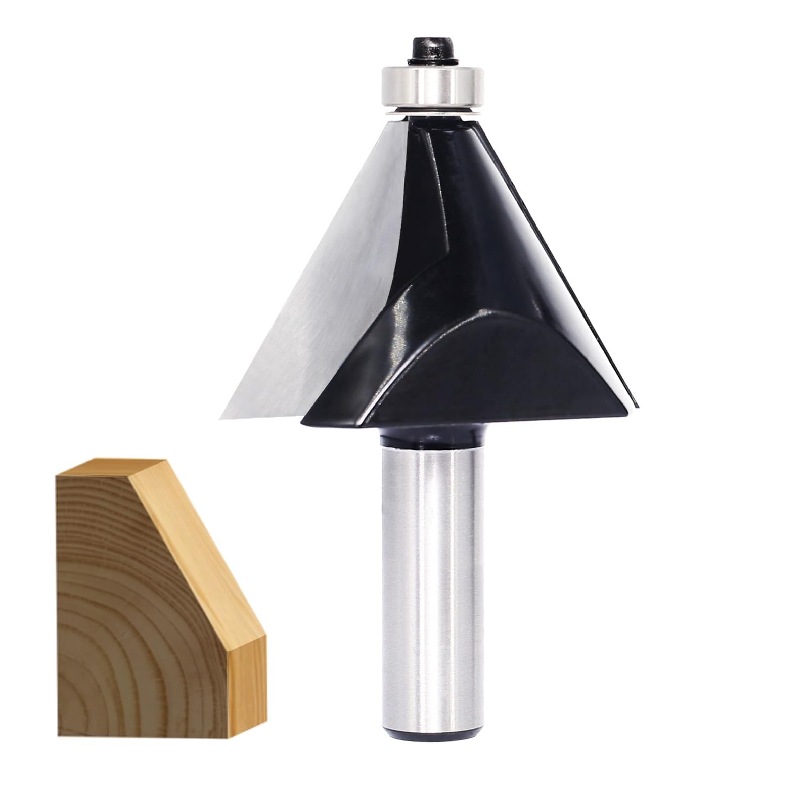 SICWOOD Chamfer Router Bit 1/2 Shank, 30ยฐ Degree Carbide 2-Flute Chamfer Cut, Edge Forming Bevel Router Bit, Chamfer Bit Miter Angle Router Cutters, for Miter Joints