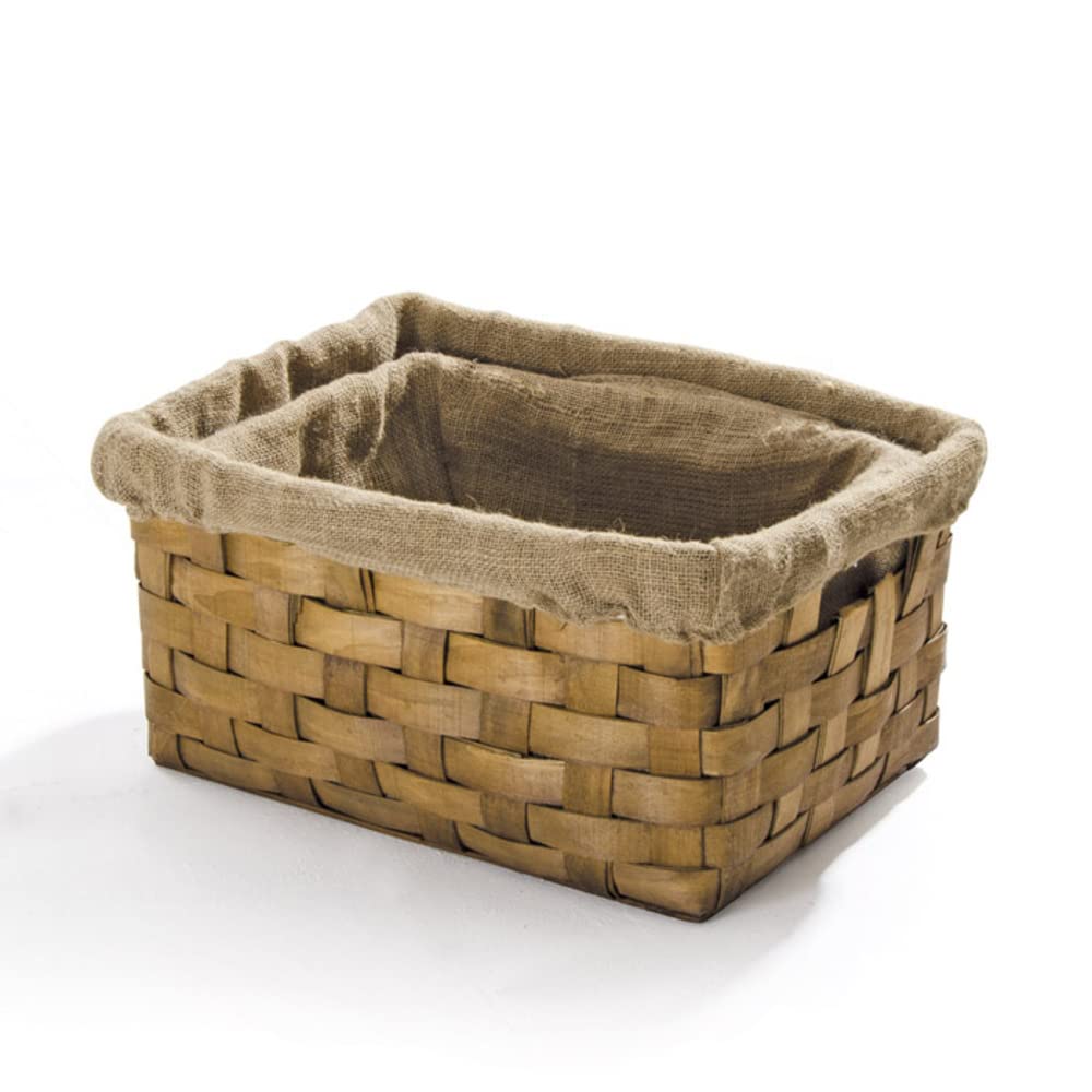 VERDELOOK Set Due ceste portalegna Senza Manici, Grande 61x32 h35 cm Piccolo 50x32 h31 cm, Marrone e Beige