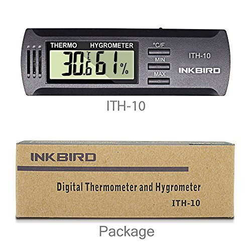 Inkbird ITH-10 Input Digital Thermometer and Hygrometer Temperature Humidity Monitor Humidor Guitar Ukulele Mason Jar