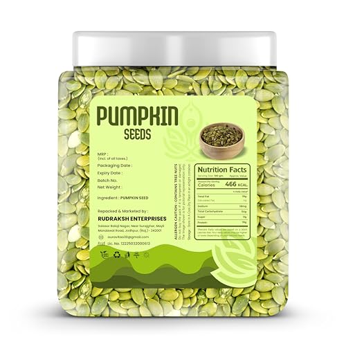 Image of Auravita Premium Pumpkin Seeds 1KG | Raw & Natural Seeds for Eating | Protein Rich Healthy Snacks | Immunity Booster Superfood for Gift | High Fiber Diet Seeds | Vegan & Gluten Free