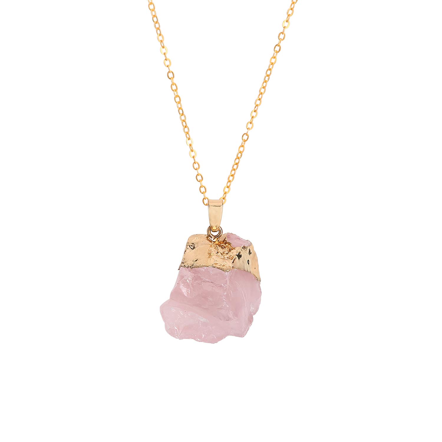Natural Raw Rose Quartz stone Pendant Necklace for Women Healing Chakra Crystals With Three Different Chains
