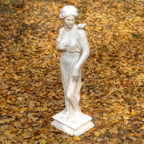 GENUINQ Outdoor Garden Statue Nymph Sculpture Goddess of Greek Mythology Roman Style Outdoor Patio Yard Lawn Porch Decor 32 Inch Ivory - Image 3