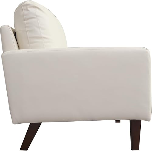 Vista 26 de INSTORY Sofá moderno sofá de cuero con patas de madera para sala de estar, oficina - beige