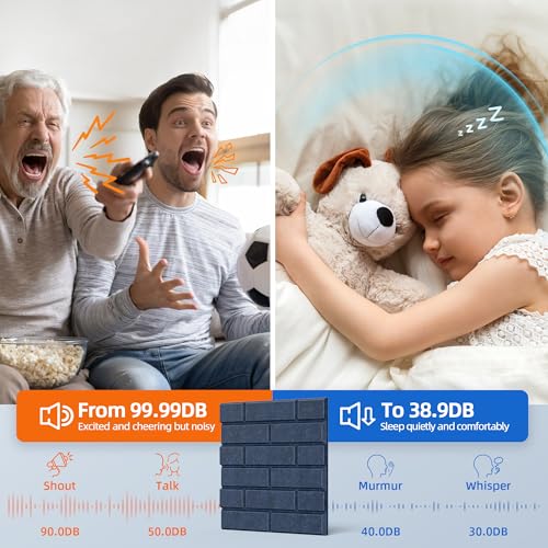 Image of 12 Pack Acoustic Panels with Self Adhesive, 12 inch X 12 inch X 0.4 inch High Density Sound Proof Foam Panels for Walls, Soundproof Wall Panel, Brick Sound Absorbing Panel for Home Studio Office Decor Navy Blue