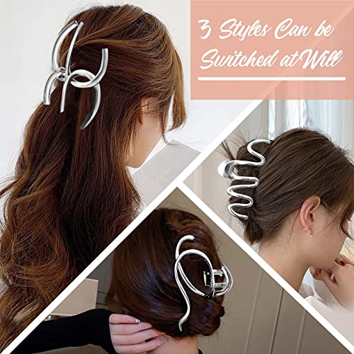 5Pcs Metal Hair claws clips, Large Hair Claws for Thick Hair Strong Hold Hair Clips for Women Girls (Sliver) - Image 3