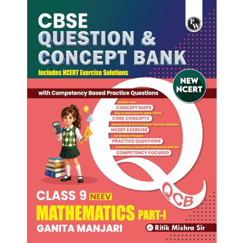 Image of PW CBSE Class 9 Maths Ganita Manjari-1 New NCERT 2026-27 Question and Concept Bank with NCERT Textbook Solutions and Competency Based Questions By Ritik Sir