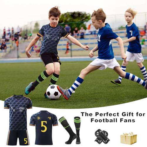 Kits de fútbol para niños, juego de entrenamiento de camisetas de fútbol número 5, kits de fútbol para niños con camisetas de entrenamiento de fútbol, pantalones cortos, calcetines, placa de