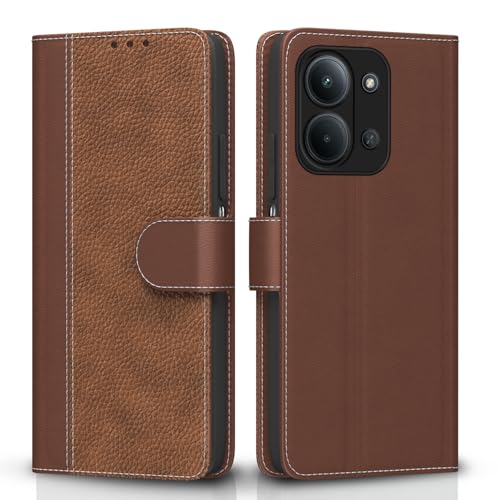 Image of Pikkme Flip Cover for Redmi 15C 5G | Leather Finish | Wallet Stand and Shock Proof | Complete Protection Flip Case (Tan)