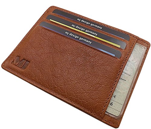 Preisvergleich Produktbild Extra Flaches gewaschenes Rindleder XL Ausweisetui / Ausweishülle / Kreditkartenetui KFZ-Schein MJ-Design-Germany in Cognac