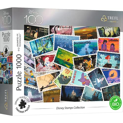 Preisvergleich Produktbild Trefl 10760 1000 Elemente Dickste Pappe, Bio, Märchenhelden aus Kindheit, Collage, Kreative Unterhaltung Erwachsene Kinder ab 12 Jahren Hochelement, UFT Puzzles: Disney Stamps Collection