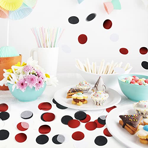 Image of VCOSTORE 1 Inch Tissue Paper Confetti Circles,1.76oz Round Paper Table Confetti Circle Dots, Suitable for Birthday Wedding Party Decoration and Baby Shower decorations,Redand Black,5000 Pieces