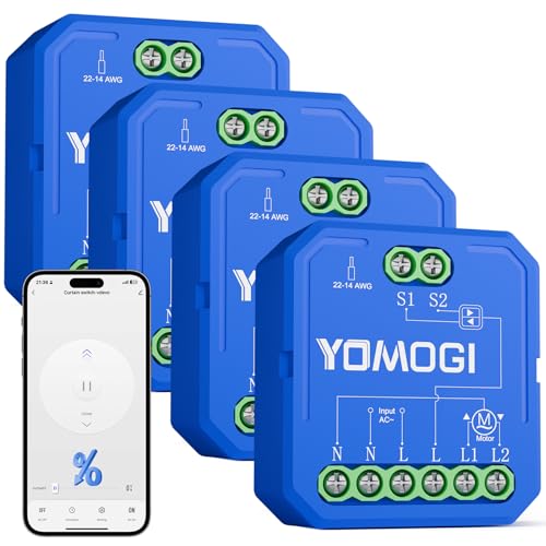 YOMOGI 4 Pack Module Volet Roulant Connecté, Module Interrupteur pour Rideau Stores WiFi, Compatible avec Alexa Google Home pour Contrôle à Distance, Pas de...