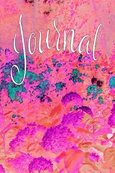 Journal : Blank Line Journal and Diary Featuring Abstract Coral Garden Landscape Purple Hydrangeas Original Digital Oil Painting Cover Artwork