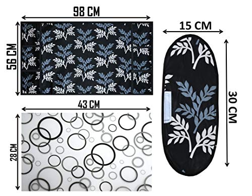Image of Yellow Weaves Combo of Exclusive Decorative Fridge Top Cover, 2 Fridge Handle Covers + 4 Fridge Mats (7 Piece set)