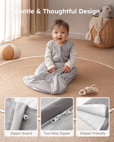 Image of Yoofoss Rayon Made from Bamboo Baby Sleep Sack 0-6 Months 1.0 Tog Baby Wearable Blanket, Super Soft Infant Toddler Sleeping Sack 2-Way Zipper