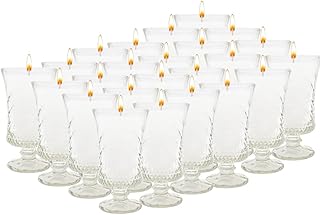 Set of 24 Diamond Glass Candles | Design to Choose from | 12.5 cm High x 7.5 cm Diameter | Perfect for Decorating Events, Creating Welcoming Environments or Gifting with a Special Touch | (3 Bows)