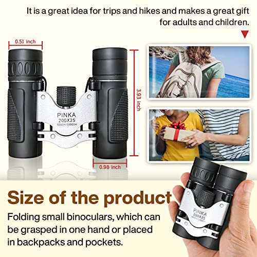 200X25 High Power Compact Binoculars With Clear Low Light Vision, Large Eyepiece Waterproof Binocular For Adults Kids, High Power Easy Focus Binoculars For Bird Watching, Outdoor, Hunting #TOP2