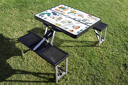Image of Picnic TIME Portable Folding Picnic Table with Seats for 4, Collapsible Aluminum Table with Benches & Umbrella Hole, Lightweight Foldable Table for Camping, Travel, Backyard, Tailgating | with Umbrella Hole
