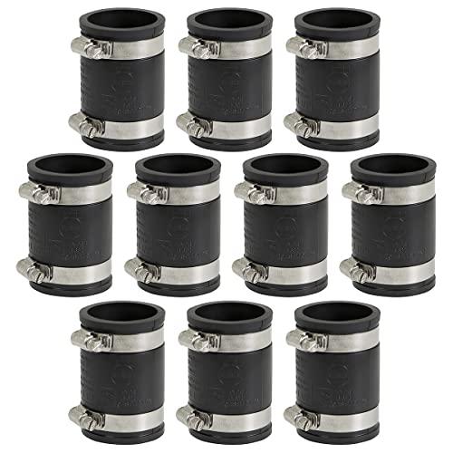 Image of SUPPLY GIANT 6I46Y30 Flexible PVC Coupling with Stainless Steel clamps 1-1 /2'', Black (pack of 10)