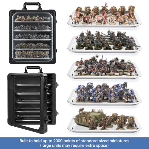Image of WELIDAY Miniatures Storage Case Miniatures Transport Case Aluminum Alloy Frame with Lock and LED Light (Large Size)
