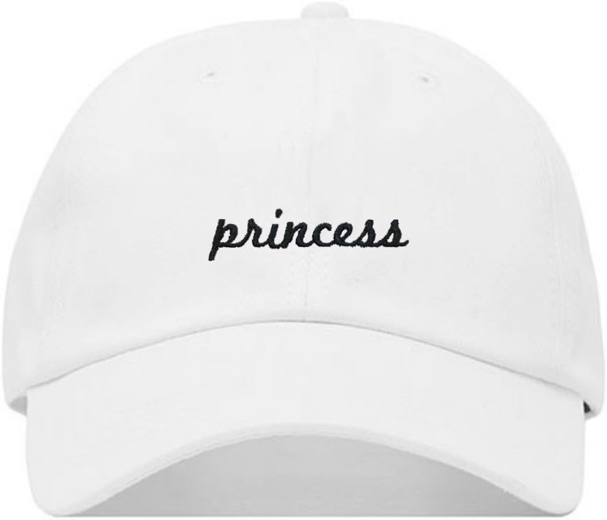 Princess Baseball Hat, Embroidered Dad Cap, Unstructured Soft Cotton, Adjustable Strap Back (Multiple Colors)