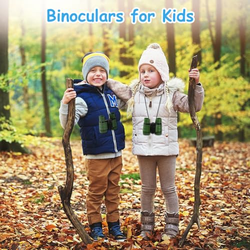 OSDUE Fernglas für Kinder, Spielzeug, Spielzeug, stoßfestes, für Jungen und Mädchen im Alter von 3–7Jahren, für Vogelbeobachtung, Jagen, Wandern, Geburtstagsgeschenke(Armeegrün)
