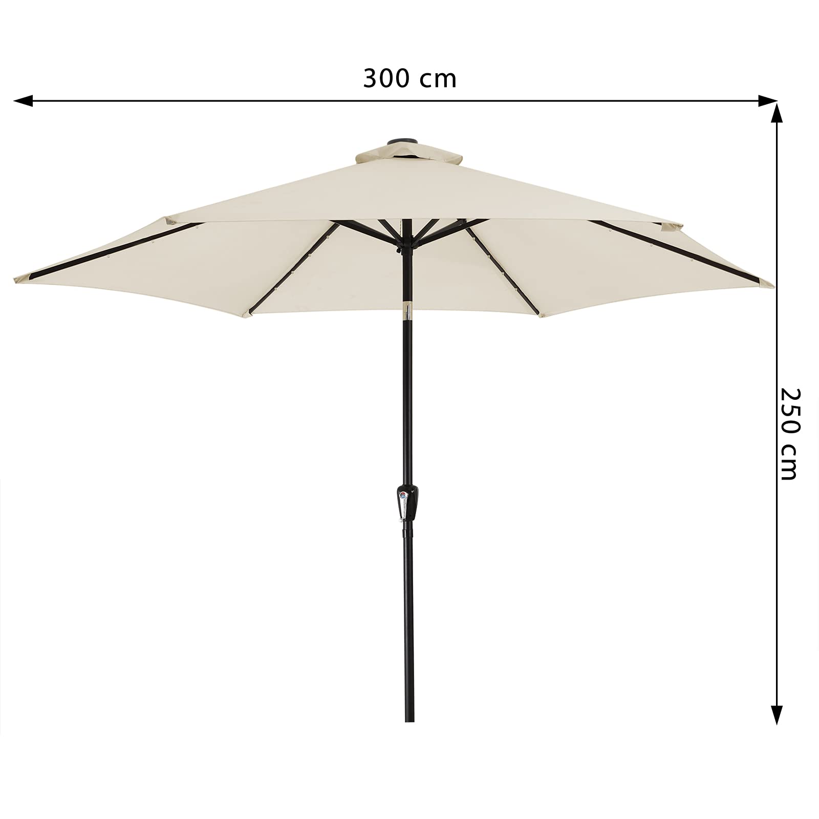 Kingsleeve Ombrellone LED illuminazione 300 cm protezione UV 80+ custodia protettiva grande rotonda solare pieghevole ombrellone da giardino terrazza giardino balcone