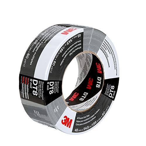 3M DT8 Industrial Strength Multi-Use Duct Tape, Silver, 1.88in x 60 yd x 8 mil Thickness  Professional Grade Adhesive, 1 Pack