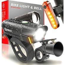 BX-500 Powerful USB-C Bike Lights Front & Back New 500 Lumens LED - Bicycle Headlight & Taillight Set USBC Rechargeable Waterproof - Safety for Night Riding Optional - Premium Bike Bell