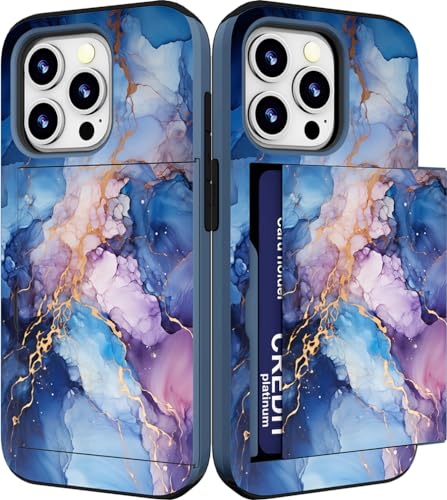 IWONE for iPhone 15 Pro Case - Blue Purple Marble Stone
