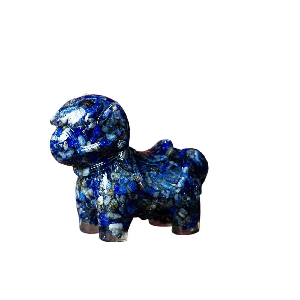 HUFFA Crushed Stone Resin Ornaments - Natural Crystal Pony Figurines for Auspicious Desktop Decor(Lapislazuli)
