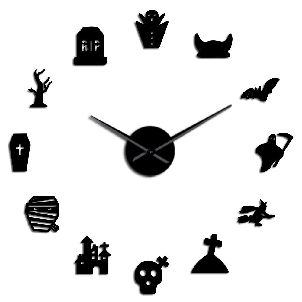 Horloge murale Halloween DIY 70cm pour décoration de salon effrayante