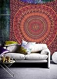 Raajsee Indisch Psychedelic Wandteppich Mandala kastanienbraun / Kamel Elefant Boho Wandtuch Hippie/ Indien Wandbehang baumwolle Tuch Twin 54x82 Inches