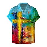 QiFei 2021 Sommer Hemd Herren Hemd Kurzarm Hawaiihemd Mit Button, Hawaii Print Kurzarm Holiday Shirt Top Sommer Shirt Vintage Polo Freizeithemd T-Shirts #0609