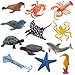 Kiddisie 12PCS Sea Animal Figures Toys Plastic Ocean Animals Figurines with Dolphin, Sea Turtle, Octopus, Starfish for Kids Toddler Party Supplies Cake Topper (12PCS Ocean Animal)