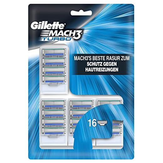 Gillette Mach3 Turbo rakblad för män, 16 stycken