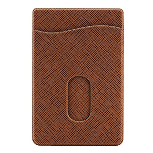 BRN1 Phone Card Holder, Stick-on Leather Wallet Functioning as iPhone and Android Wallet Case, Credit Card Wallet, Card Case and Money Clip - Brown
