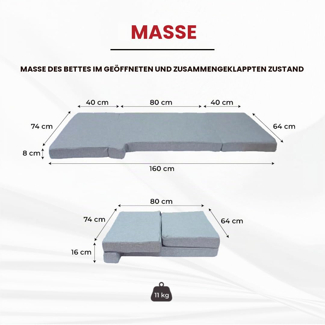 Faltmatratze für Fiat Ducato, Citroen Jumper, Peugeot Boxer Camper (2002 – 2023), für den Fahrerbereich Wohnmobil, Wohnwagen, Fahrerhaus Zusatz-Bett, Camper-Bett, Kinderbett, Fahrerhausbett